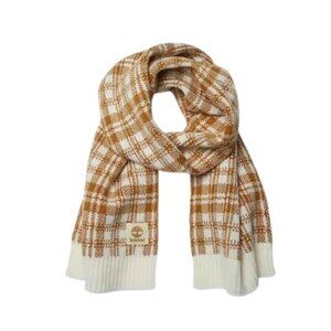 NWT Timberland Buffalo Plaid Shawl Stole Womens OS One Size Brown Cream NEW